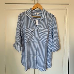 Gap Blue and White Striped Button Shirt size M NWT